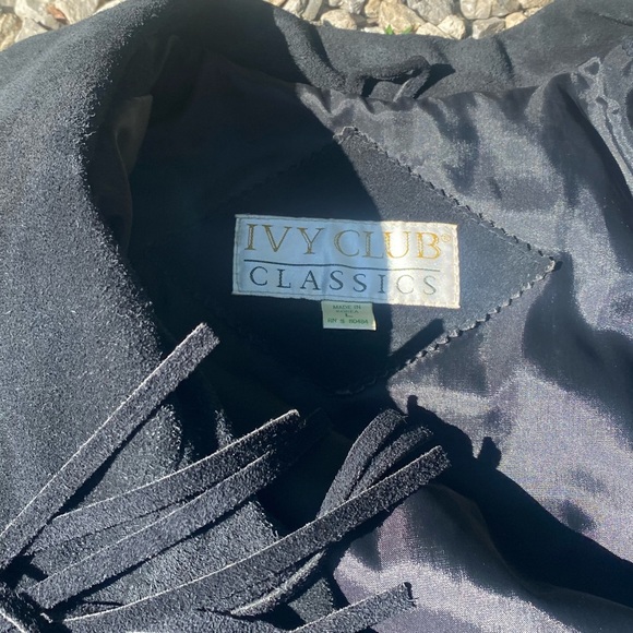 Vintage 80's/90's Women's Ivy Club Classics Genuine Black Suede Fringed Jacket - Picture 4 of 6